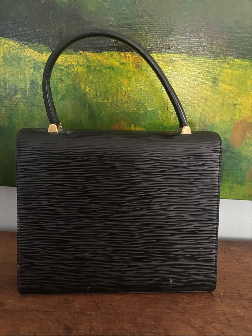 Authentic Louis Vuitton Black Epi Leather Malesherbes Handbag with brass hdwre - Picture 3 of 16